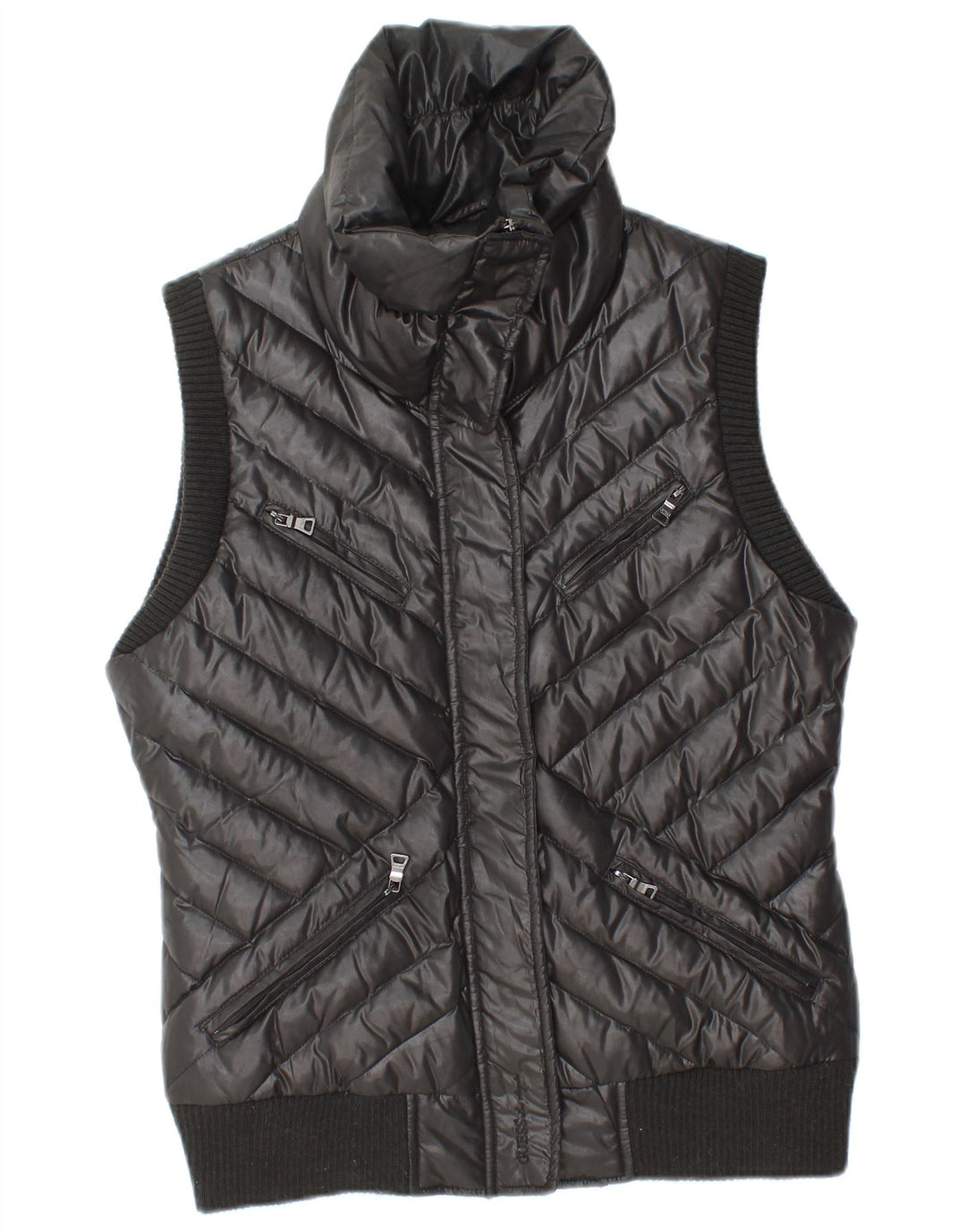 GUESS Womens Padded Gilet UK 14 Medium Black Polyester