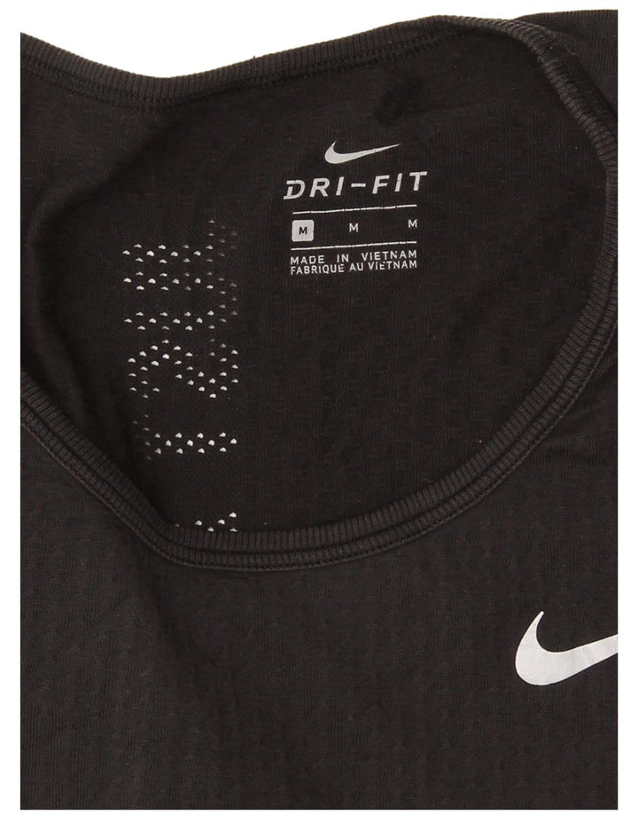 Nike Damen Dri Fit Top Langarm UK 12 Medium Schwarz Polyester