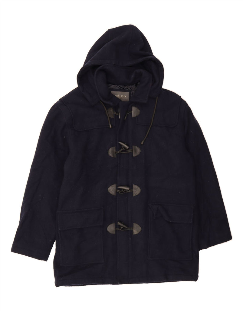 VAN HEUSEN Mens Hooded Duffle Coat UK 40 Large Navy Blue Wool Vintage Van Heusen and Second-Hand Van Heusen from Messina Hembry 