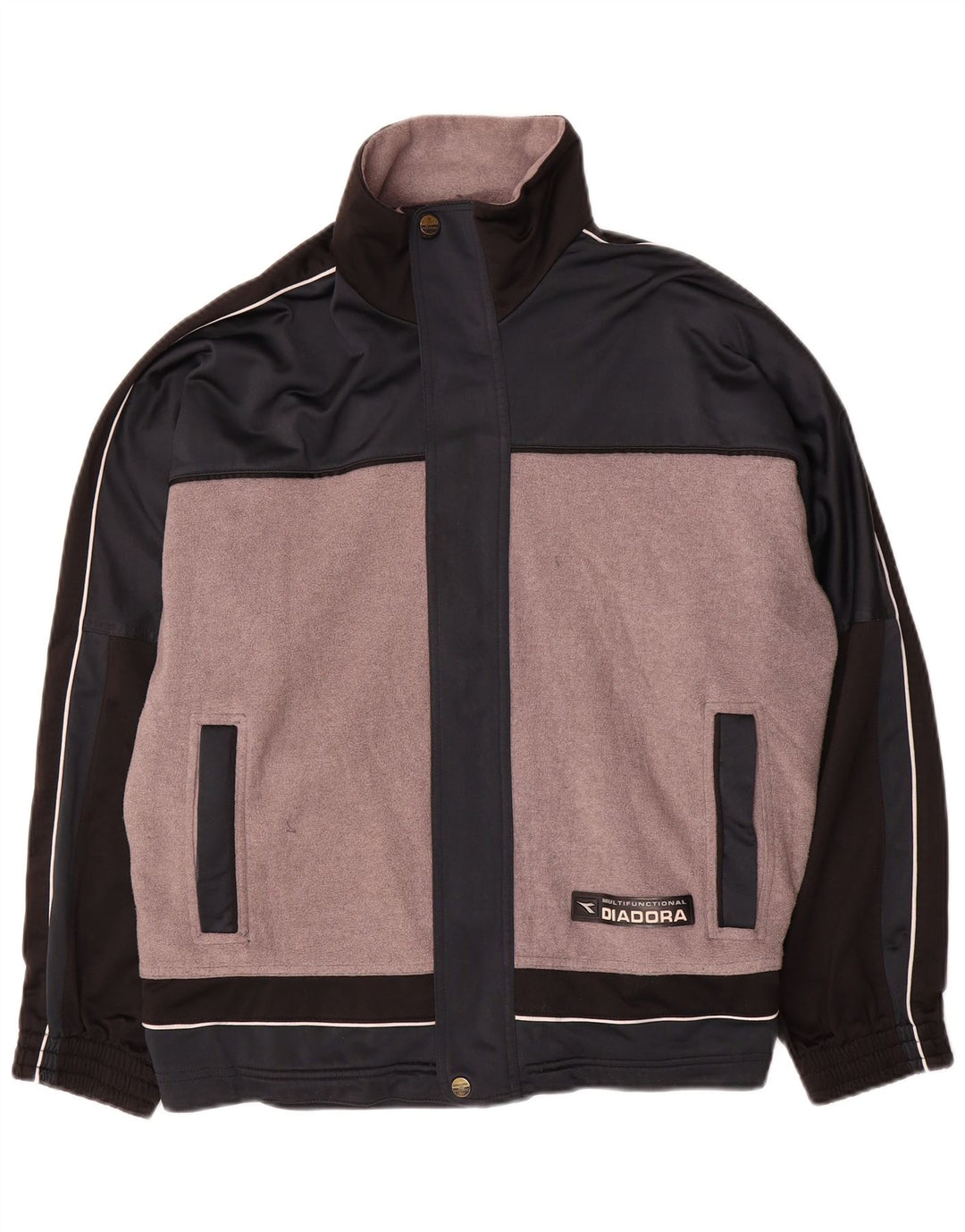 Diadora Herren-Trainingsanzugoberteil, UK-Größe 38, mittelgraues Colourblock-Polyester