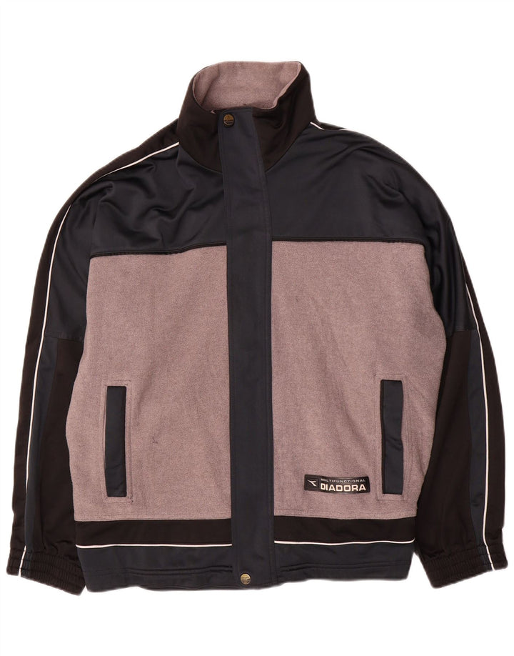 Diadora Herren-Trainingsanzugoberteil, UK-Größe 38, mittelgraues Colourblock-Polyester