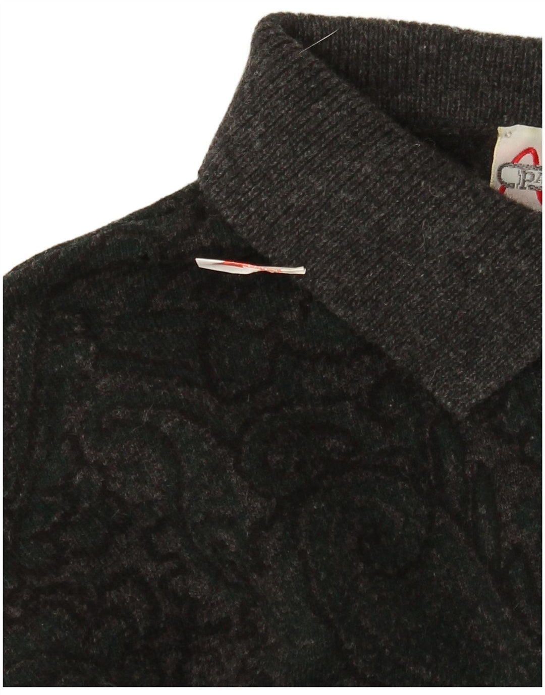Pancaldi & B Herren-Pullover mit Rollkragen, IT 48, mittelgraue Paisley-Wolle