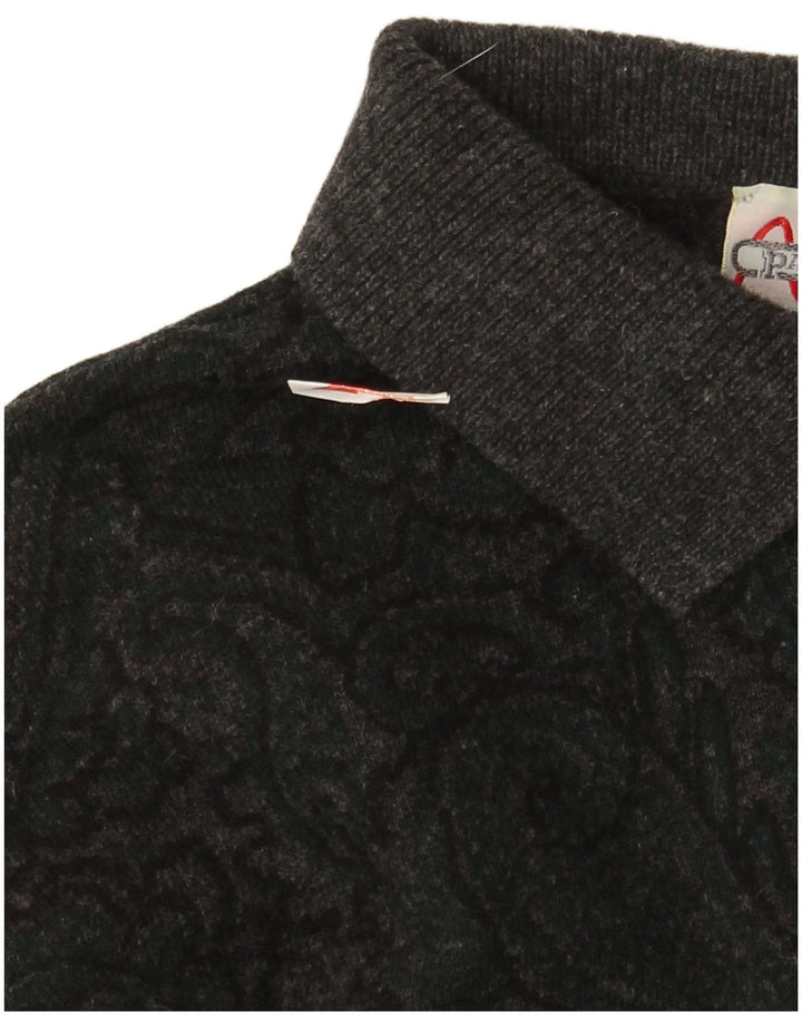 Pancaldi & B Herren-Pullover mit Rollkragen, IT 48, mittelgraue Paisley-Wolle