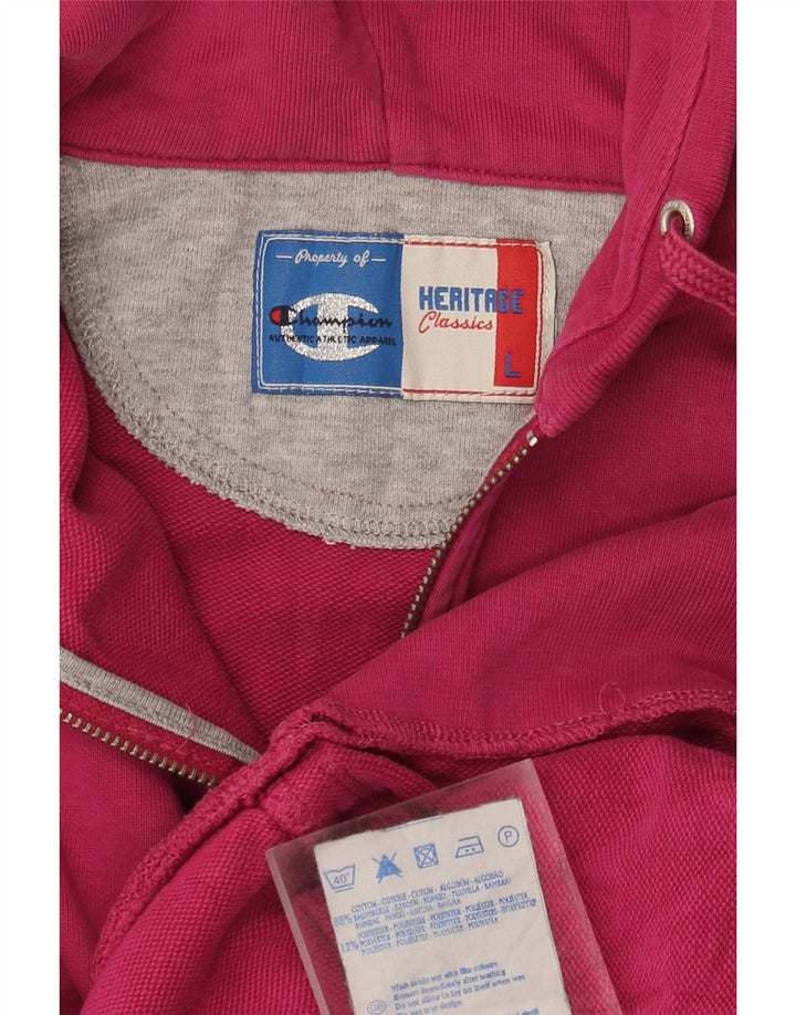 CHAMPION Damen Heritage Classics Zip Hoodie Pullover UK 16 Large Pink