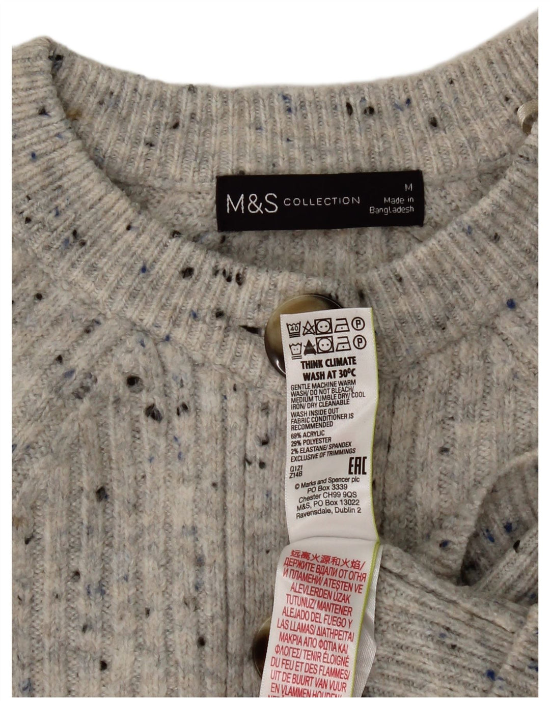 Marks & Spencer Damen Crop Cardigan Pullover UK 14 Mittelgrau meliert