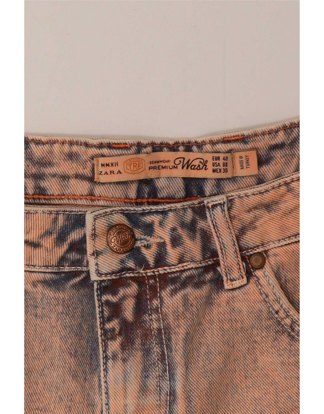 Zara Damen Denim Distressed Hotpants EU 40 Medium W30 Rosa