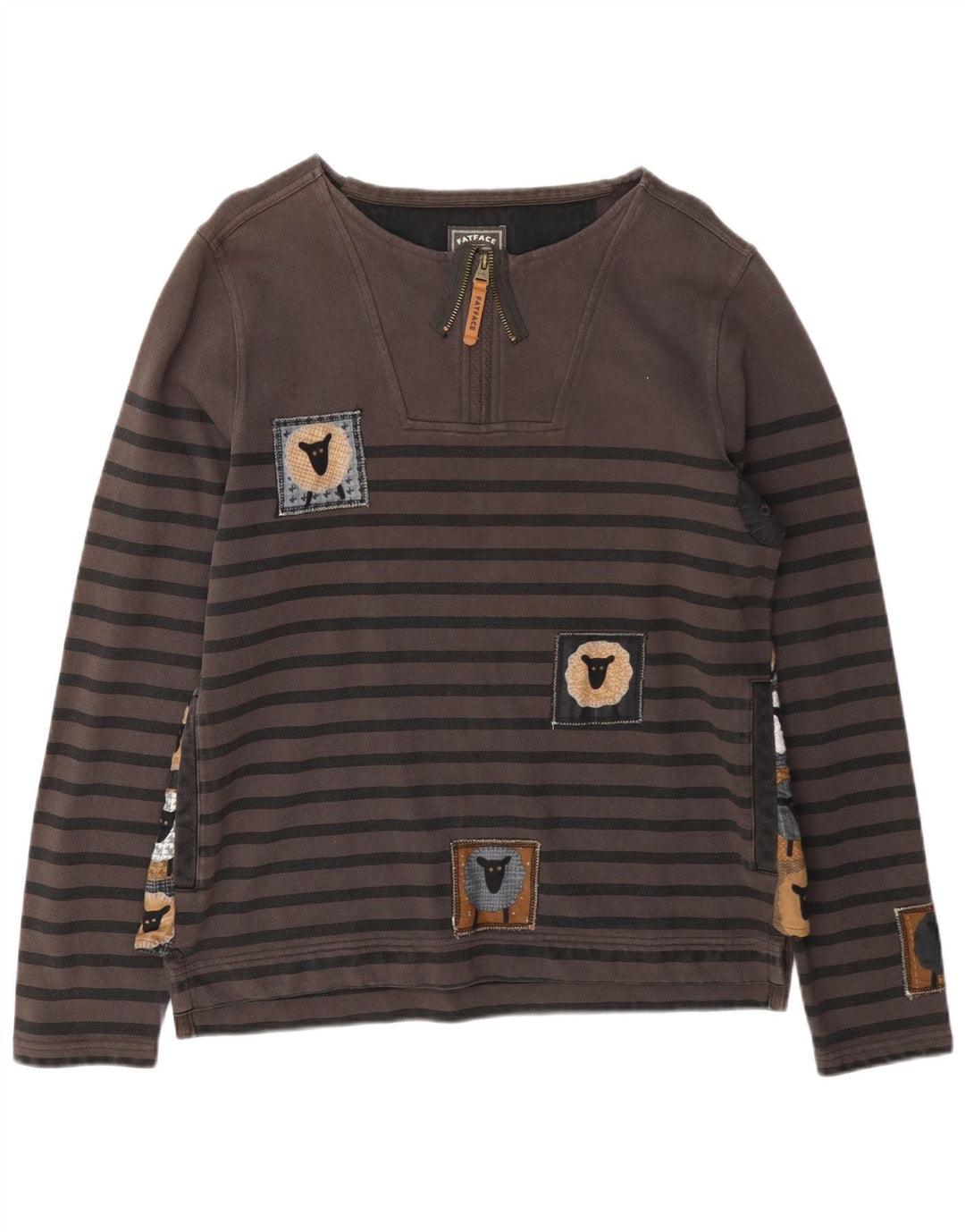 Fat Face Herren-Sweatshirt-Pullover, klein, grau gestreift