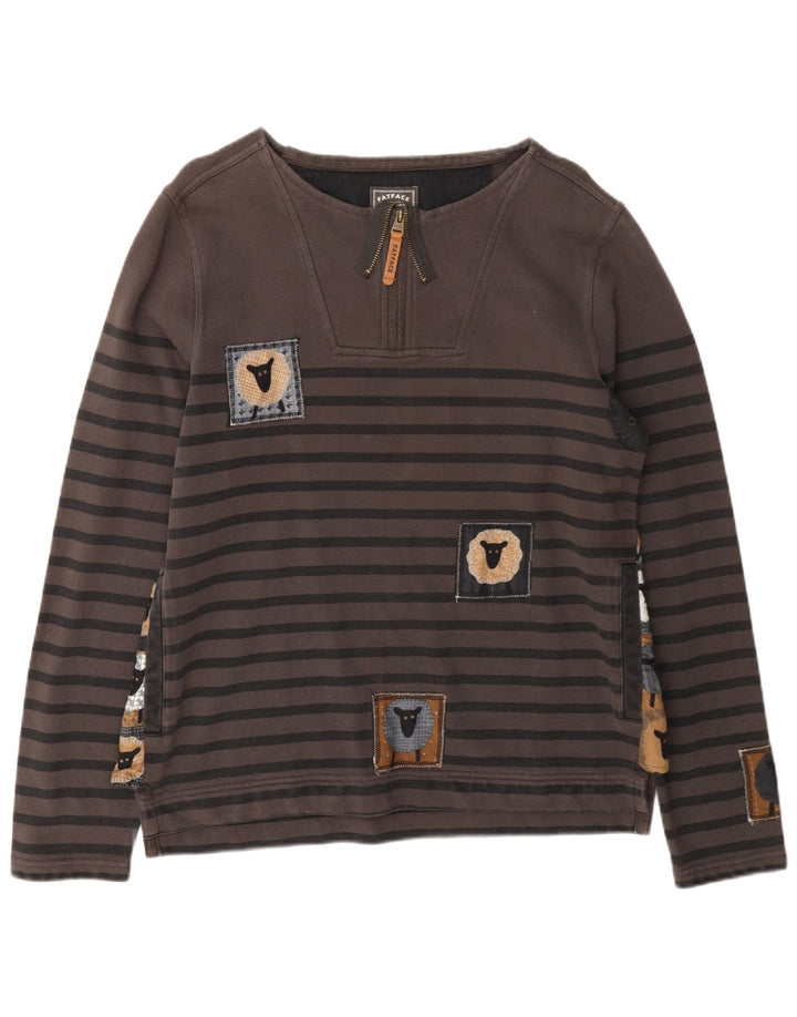 Fat Face Herren-Sweatshirt-Pullover, klein, grau gestreift