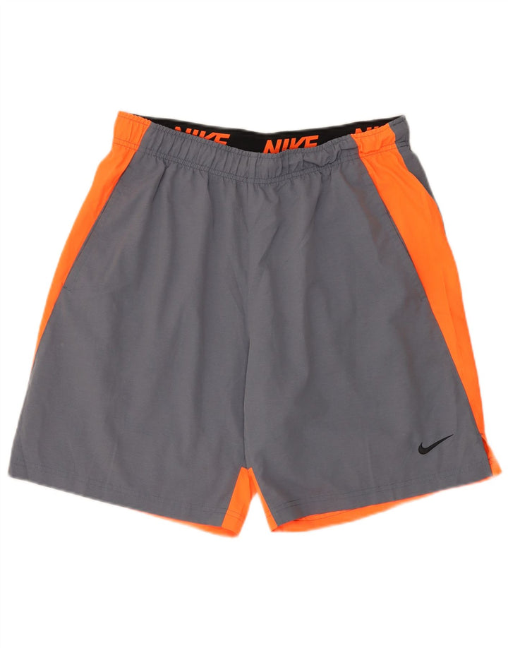Nike Herren Dri Fit Sportshorts, großes graues Colourblock-Polyester