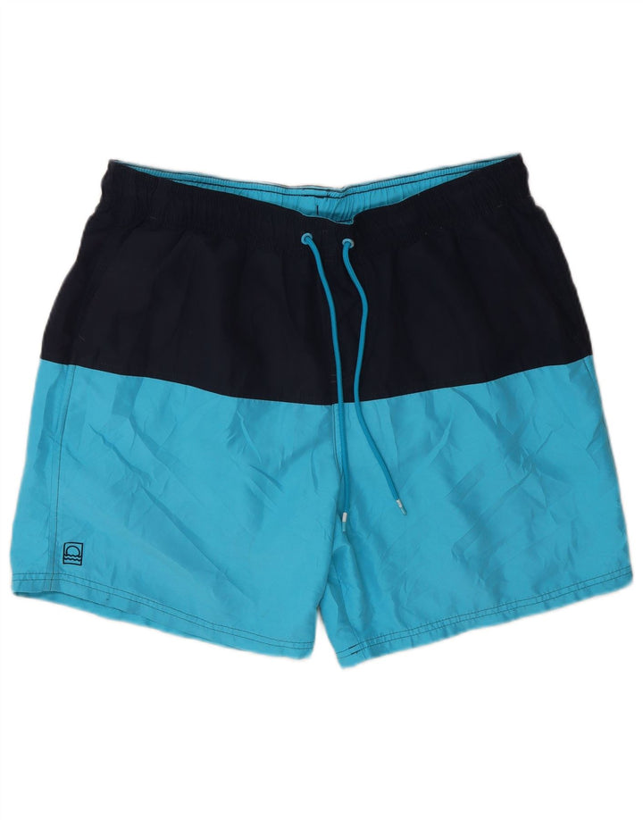 Marks & Spencer Herren-Badeshorts, groß, blaues Farbblock-Polyester