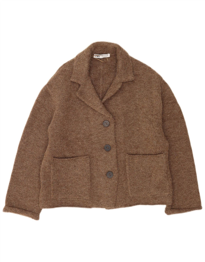 Zara Damen-Strickjacke in Übergröße, Gr. 10, Größe S, braun, Polyester