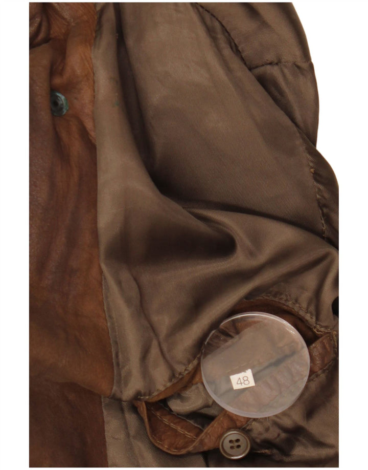 Vintage Herren Loose Fit Lederjacke IT 48 Mittelbraunes Leder