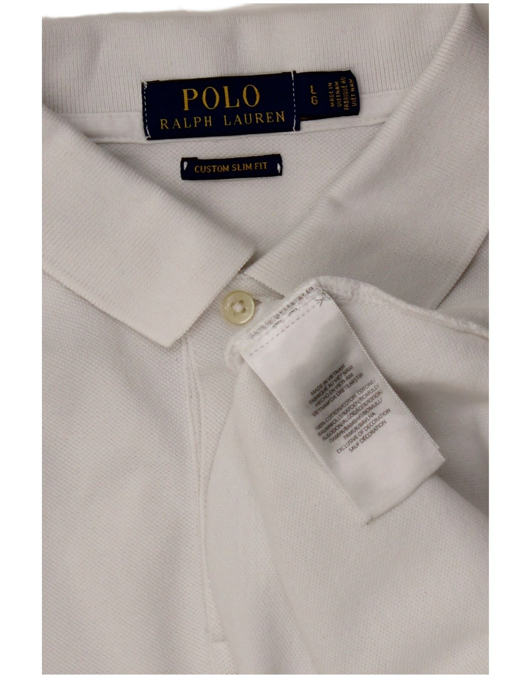 POLO RALPH LAUREN Herren-Poloshirt mit schmaler Passform, groß, aus weißer Baumwolle