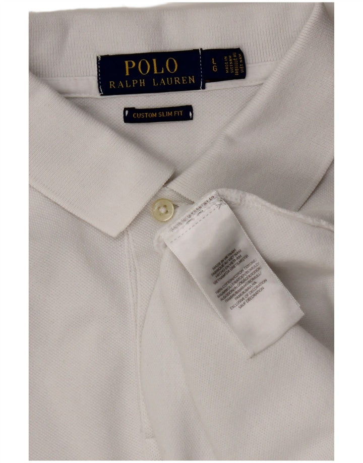 POLO RALPH LAUREN Herren-Poloshirt mit schmaler Passform, groß, aus weißer Baumwolle