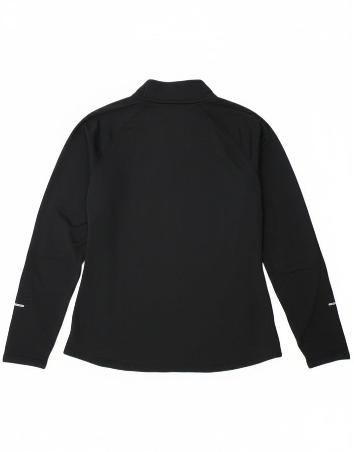 Nike Damen Dri Fit Zip Neck Top Langarm UK 14 Large Schwarz Polyester