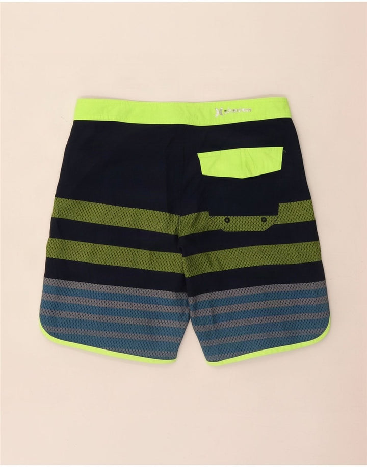 Hurley Herren-Badeshorts aus mittelblau gestreiftem Polyester
