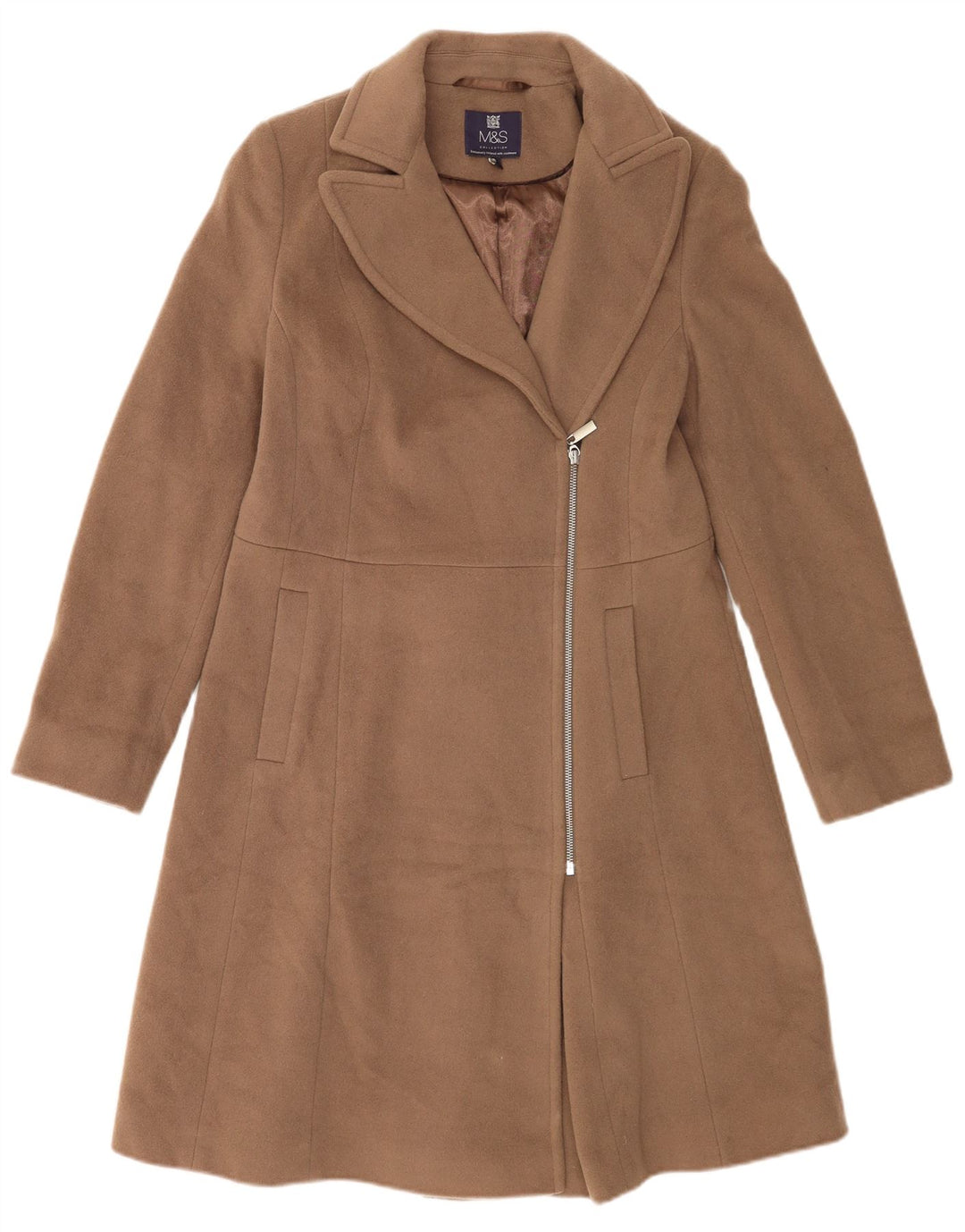 Marks & Spencer Damenmantel UK 10 Small Beige Wolle
