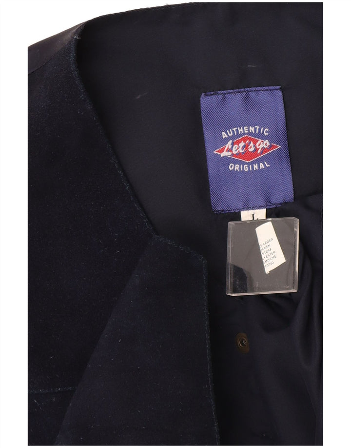 VINTAGE Herren Wildlederweste Großes marineblaues Leder