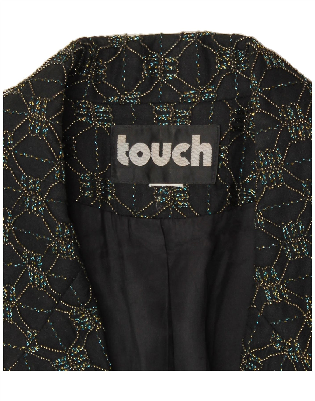 VINTAGE Womens Abstract Pattern Blazer Jacket UK 16 Large Black Geometric Vintage Vintage and Second-Hand Vintage from Messina Hembry 