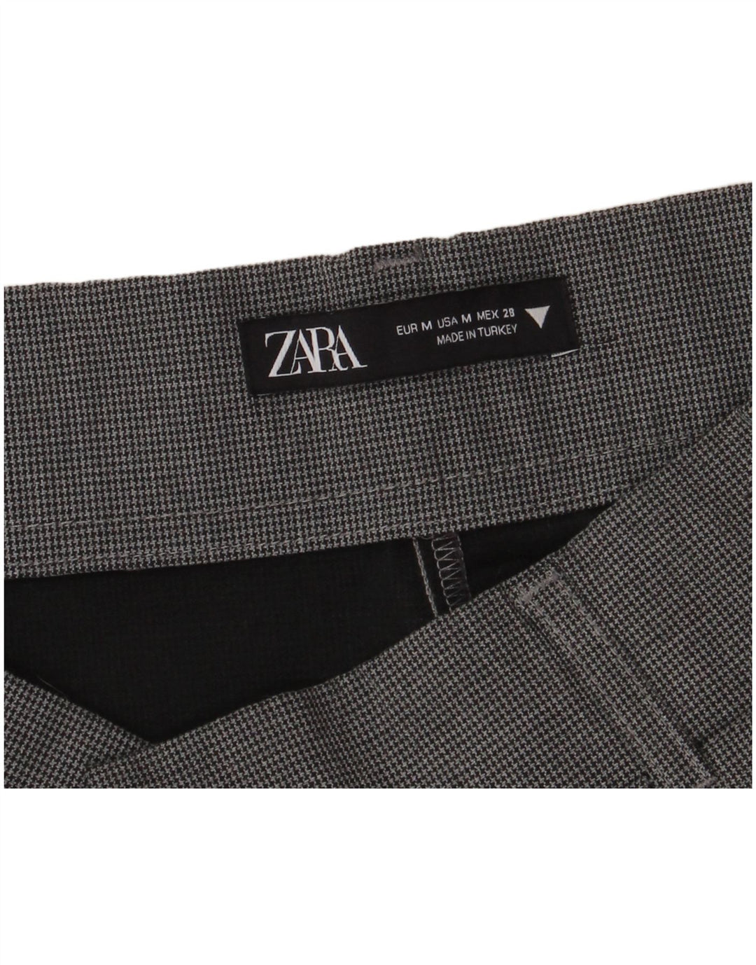 Zara Damen-Hotpants mit hoher Taille, mittelgroß, W28, grauer Hahnentrittmuster