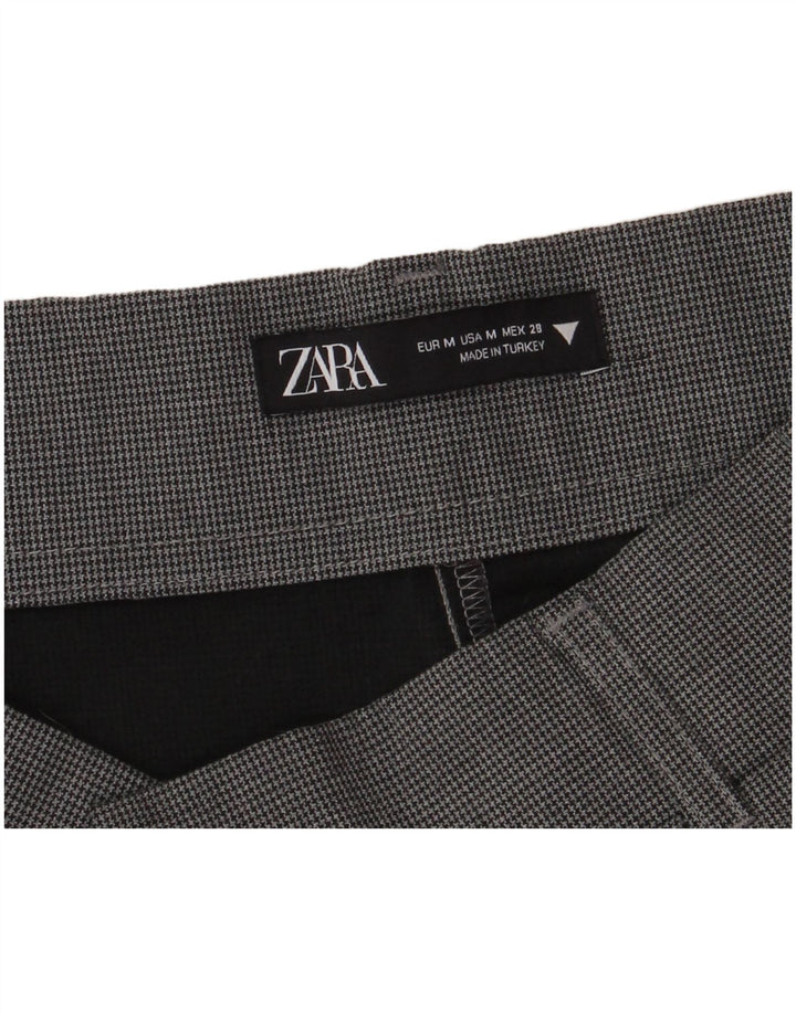 Zara Damen-Hotpants mit hoher Taille, mittelgroß, W28, grauer Hahnentrittmuster