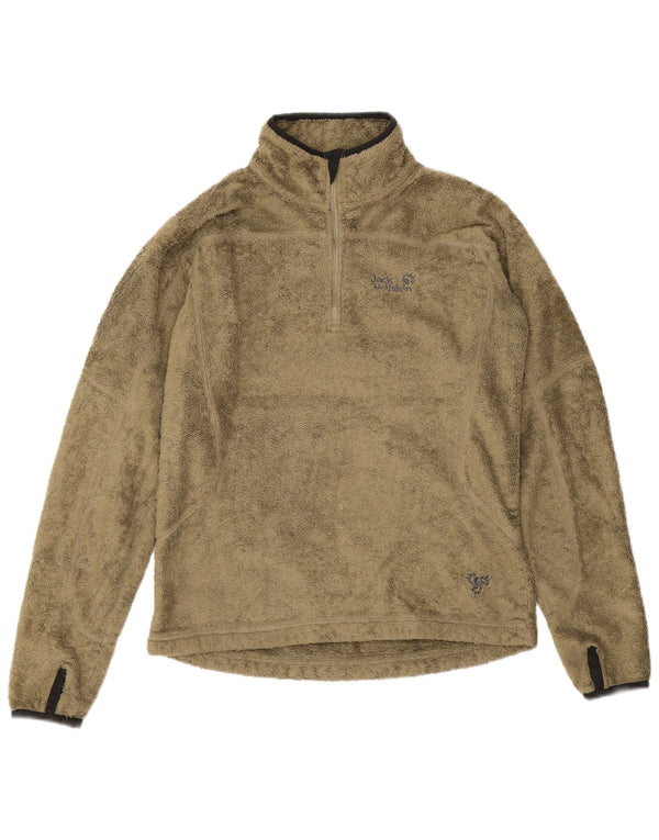 Jack Wolfskin Damen-Fleecepullover mit Reißverschluss am Hals, UK 10, Größe S, Khaki, Polyester