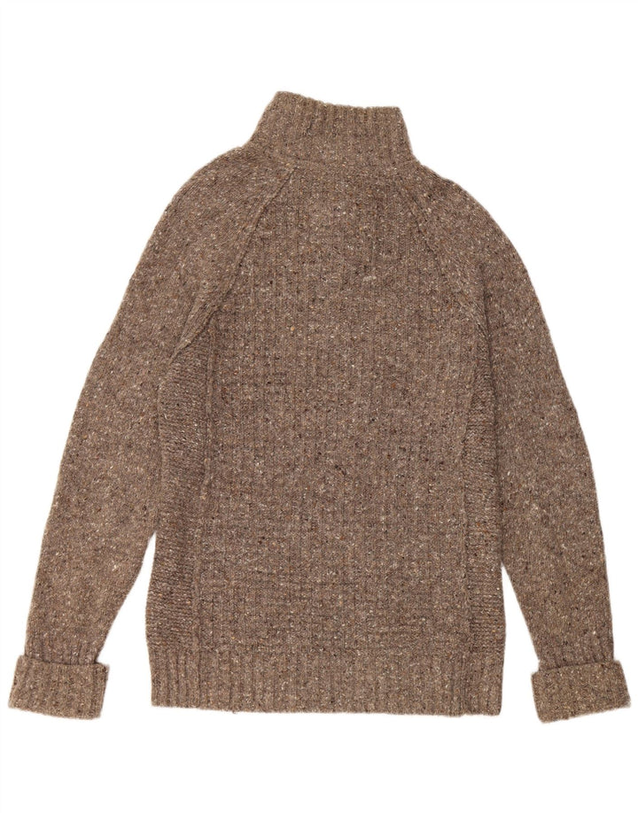 FAT FACE Herren-Pullover mit Knopfkragen, klein, grau gesprenkelte Wolle