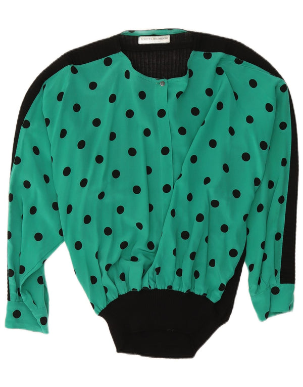 Loretta Di Lorenzo Damen Bluse Top UK 16 Large Green Polka Dot