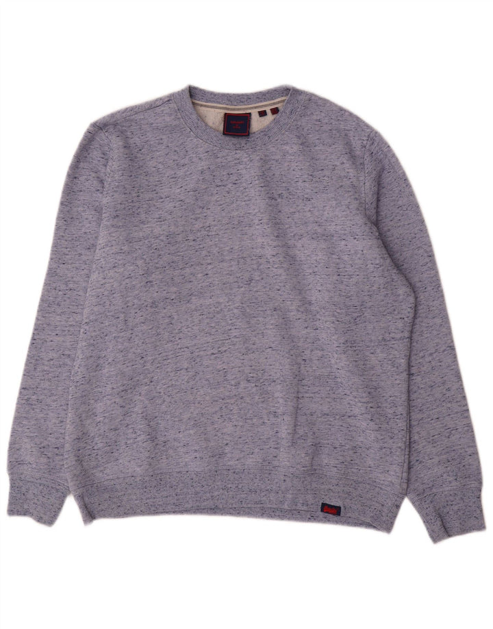 Superdry übergroßer Damen-Sweatshirt-Pullover, UK 12, mittelblau meliert