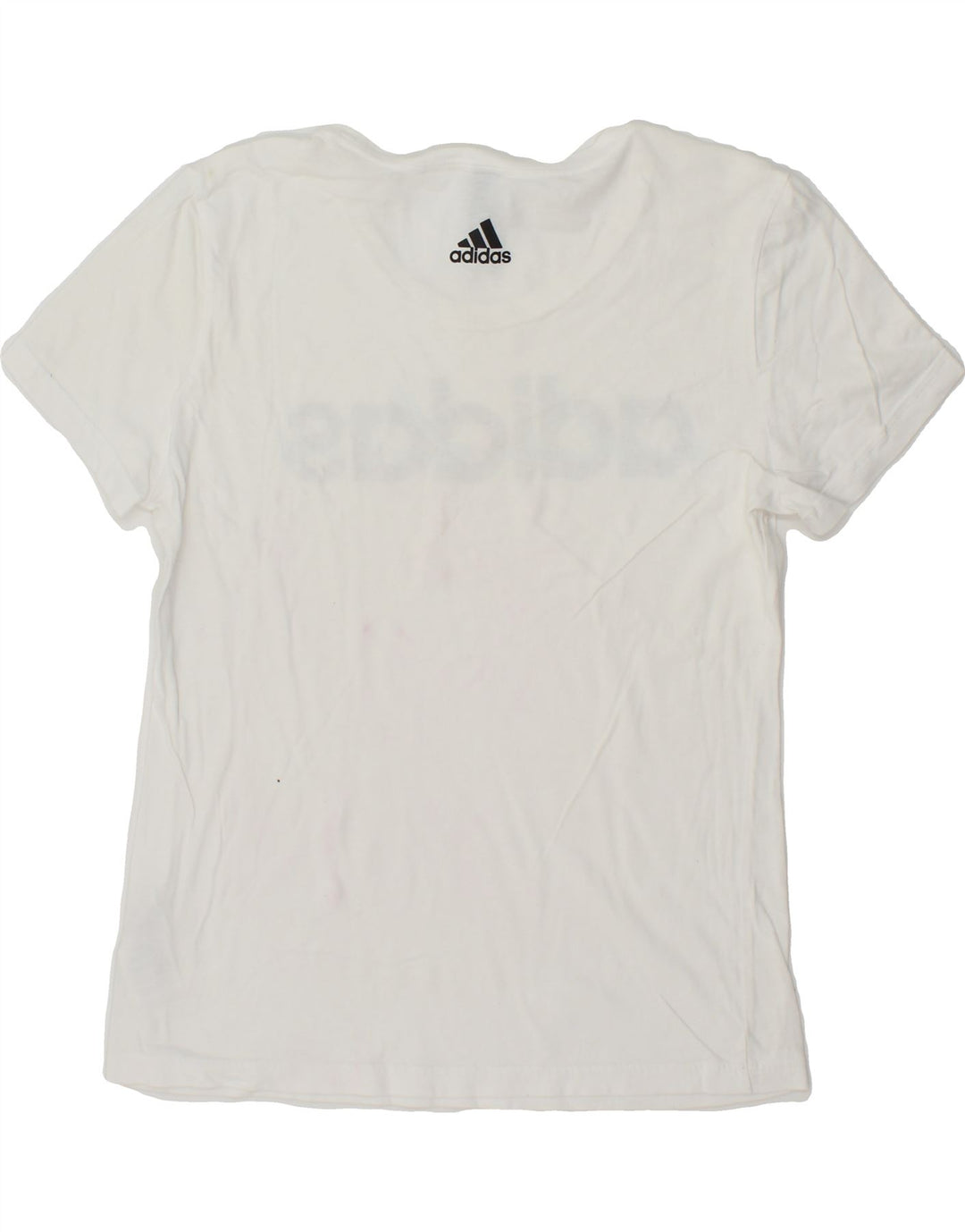 ADIDAS Womens Graphic T-Shirt Top UK 12/14 Medium White Vintage Adidas and Second-Hand Adidas from Messina Hembry 