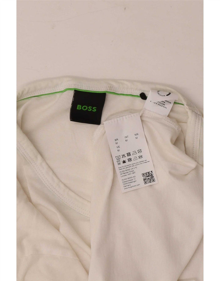 Hugo Boss Herren T-Shirt Top aus mittelweißer Baumwolle