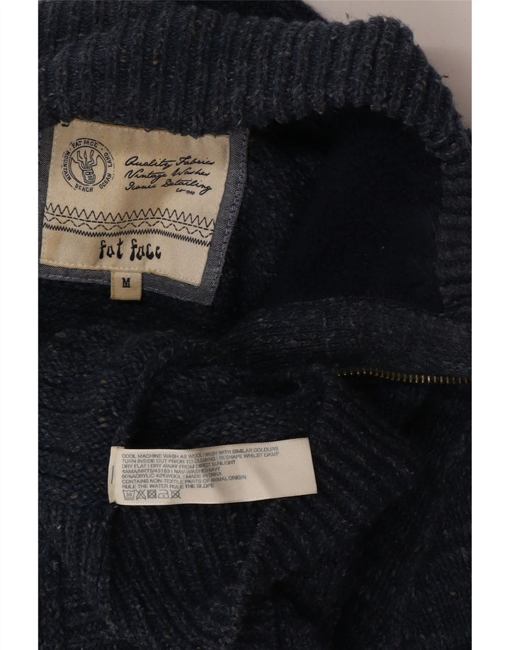 Fat Face Herren-Pullover mit Reißverschluss am Hals, mittelblaues Acryl