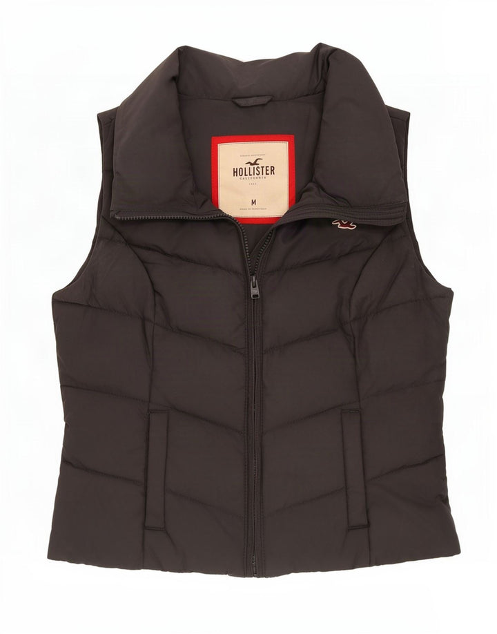 Hollister Damen Wattierte Weste UK 12 Mittelgraues Polyester
