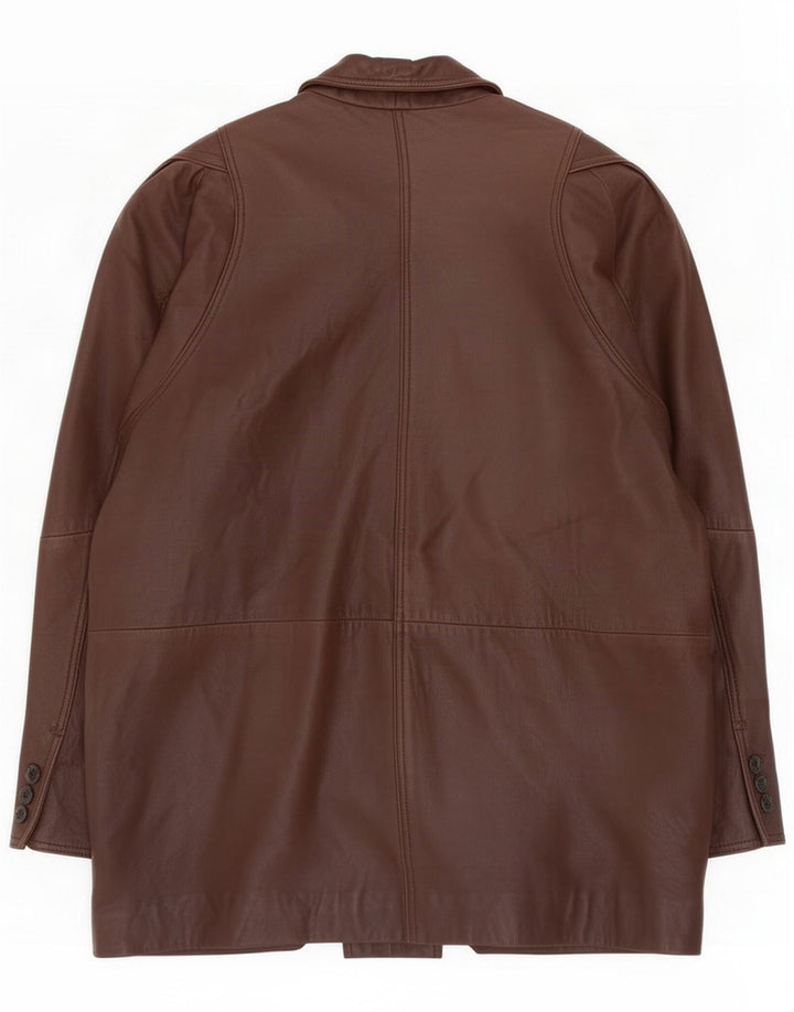 Vintage Damen Übergroße Lederjacke EU 38 Mittelbraun
