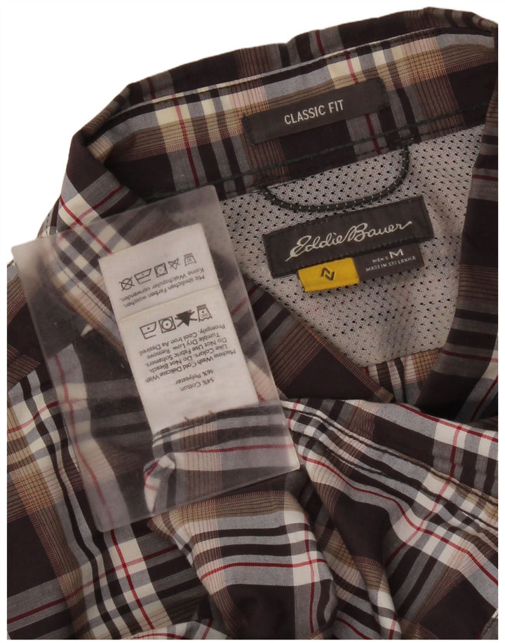 Eddie Bauer Mens Classic Fit Shirt Medium Brown Check Cotton