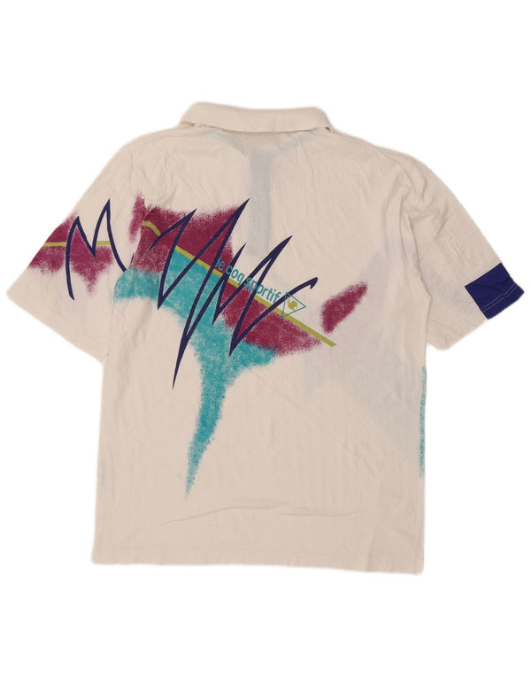Le Coq Sportif Herren-Poloshirt mit Grafik, UK 42/44, große weiße Baumwolle