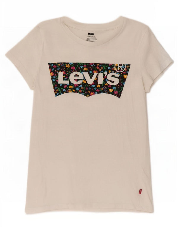 Levi's Damen-T-Shirt mit Grafik, UK 6 XS, weiße Baumwolle