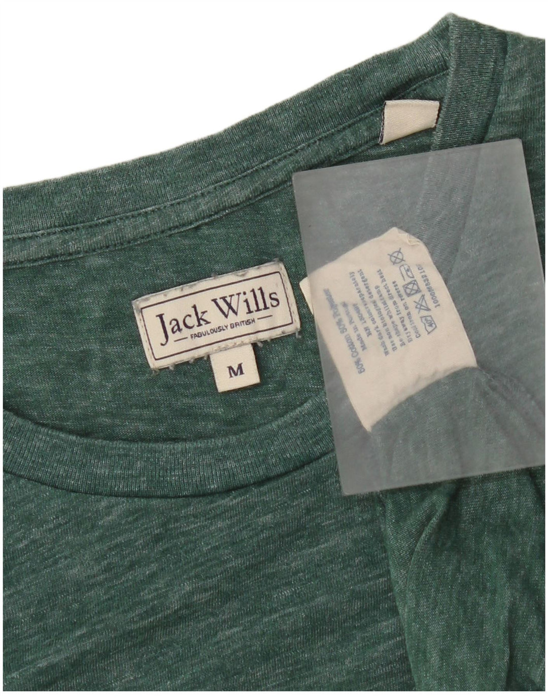Jack Wills Herren T-Shirt-Oberteil aus mittelgrün gefleckter Baumwolle