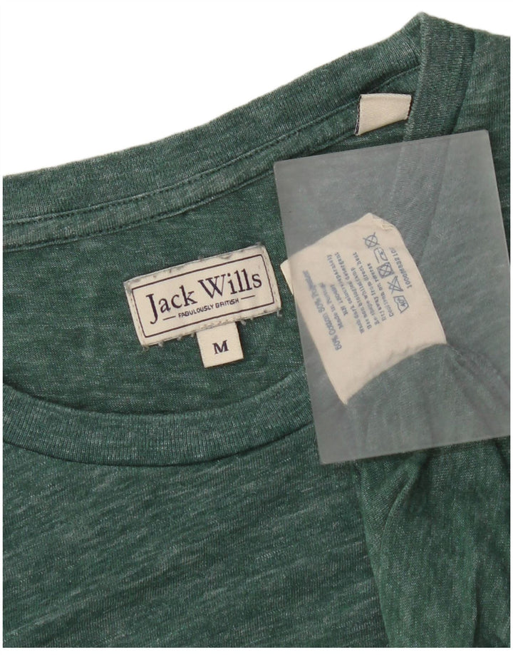 Jack Wills Herren T-Shirt-Oberteil aus mittelgrün gefleckter Baumwolle