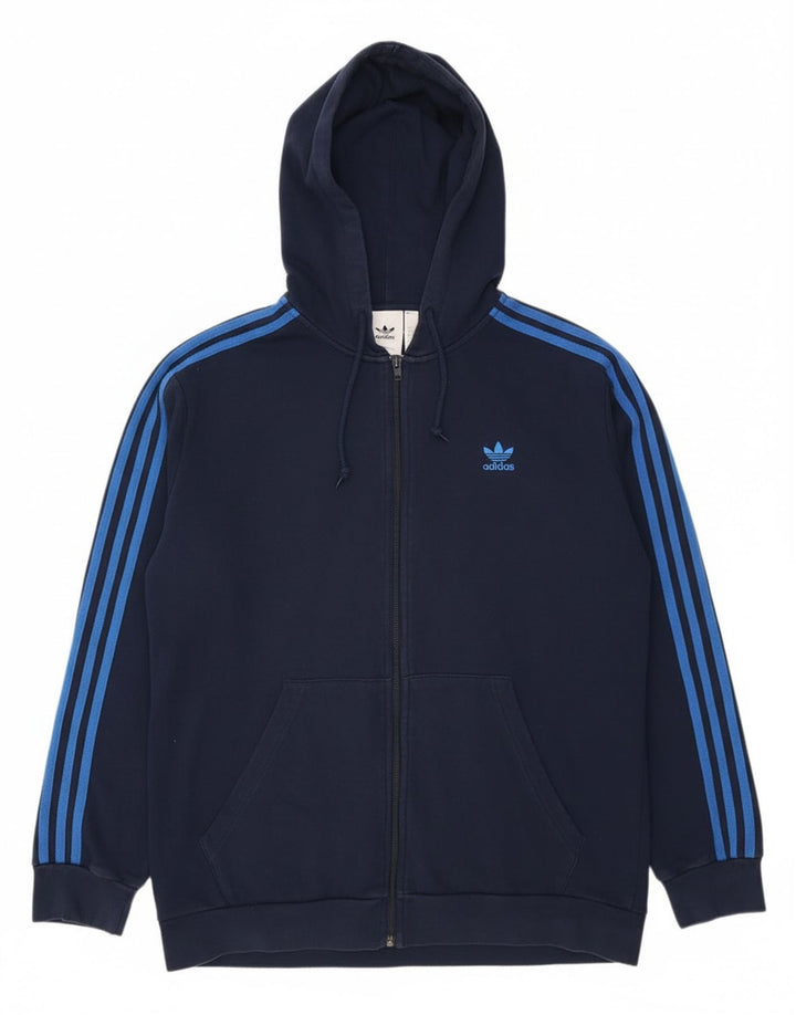 Adidas Herren-Kapuzenpullover mit Reißverschluss, groß, marineblau, Baumwolle