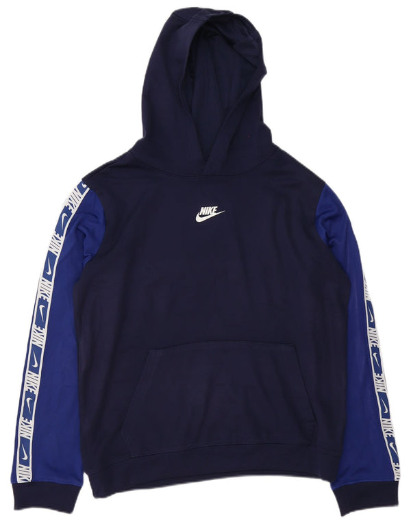 Nike Dri Fit Kapuzenpullover für Jungen, 13–14 Jahre, XL, Marineblau, Farbblock