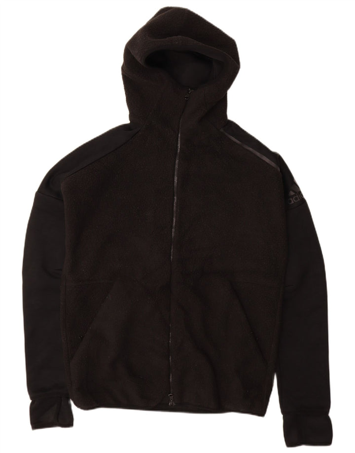 ADIDAS Herren Kapuzen-Fleecejacke UK 38 Medium Schwarz