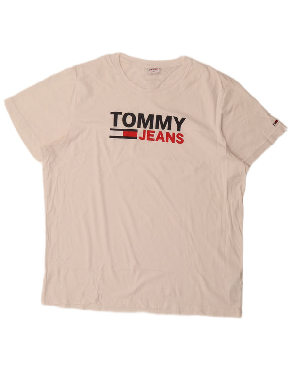 Tommy Hilfiger Herren-T-Shirt mit Grafik, 2XL, weiße Baumwolle