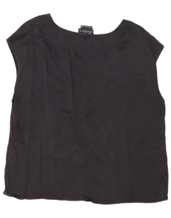 Luisa Spagnoli Damen Ärmelloses Blusenoberteil UK 18 XL Schwarze Seide