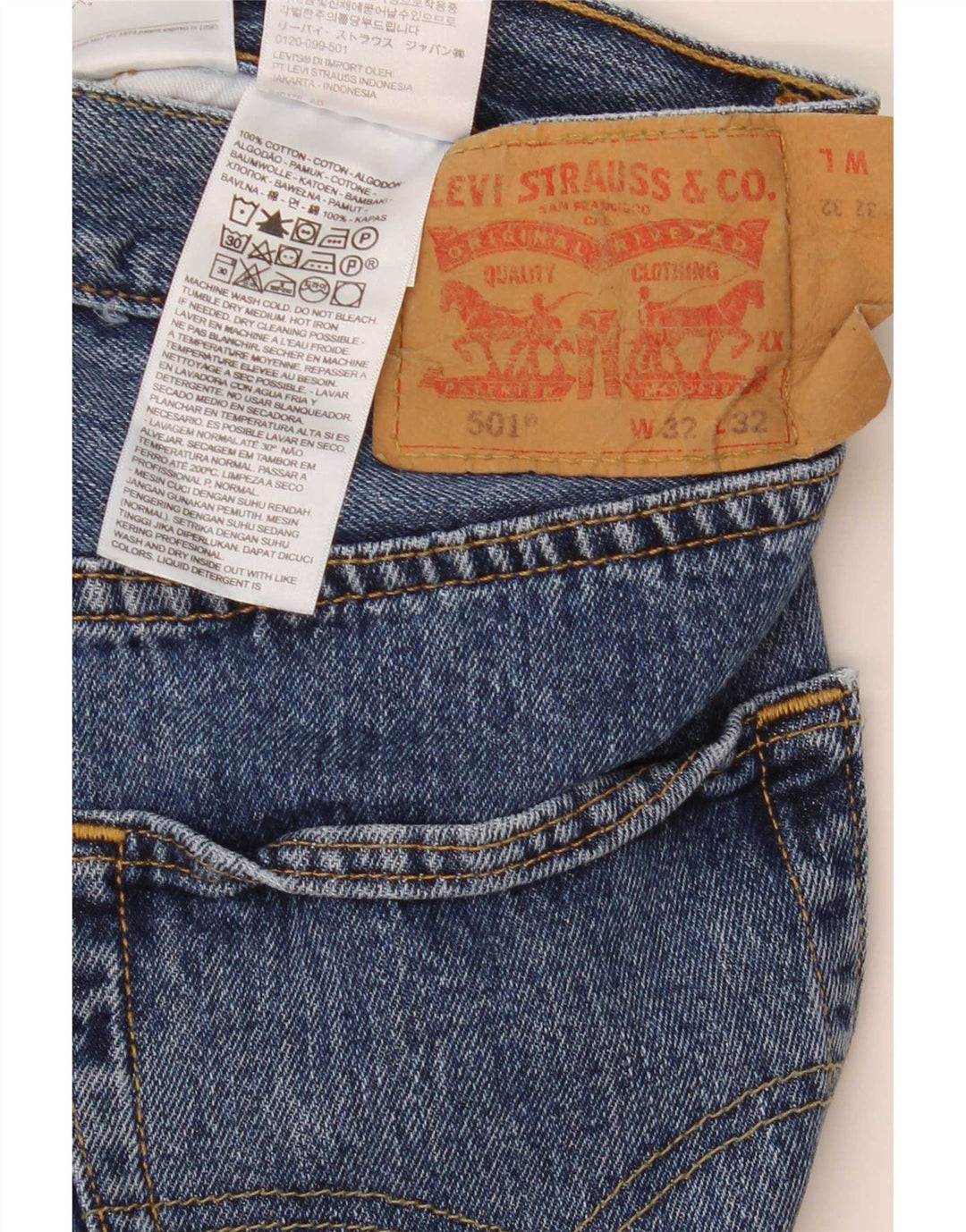 Levi's Herren 501 Straight Jeans W32 L32 Blaue Baumwolle