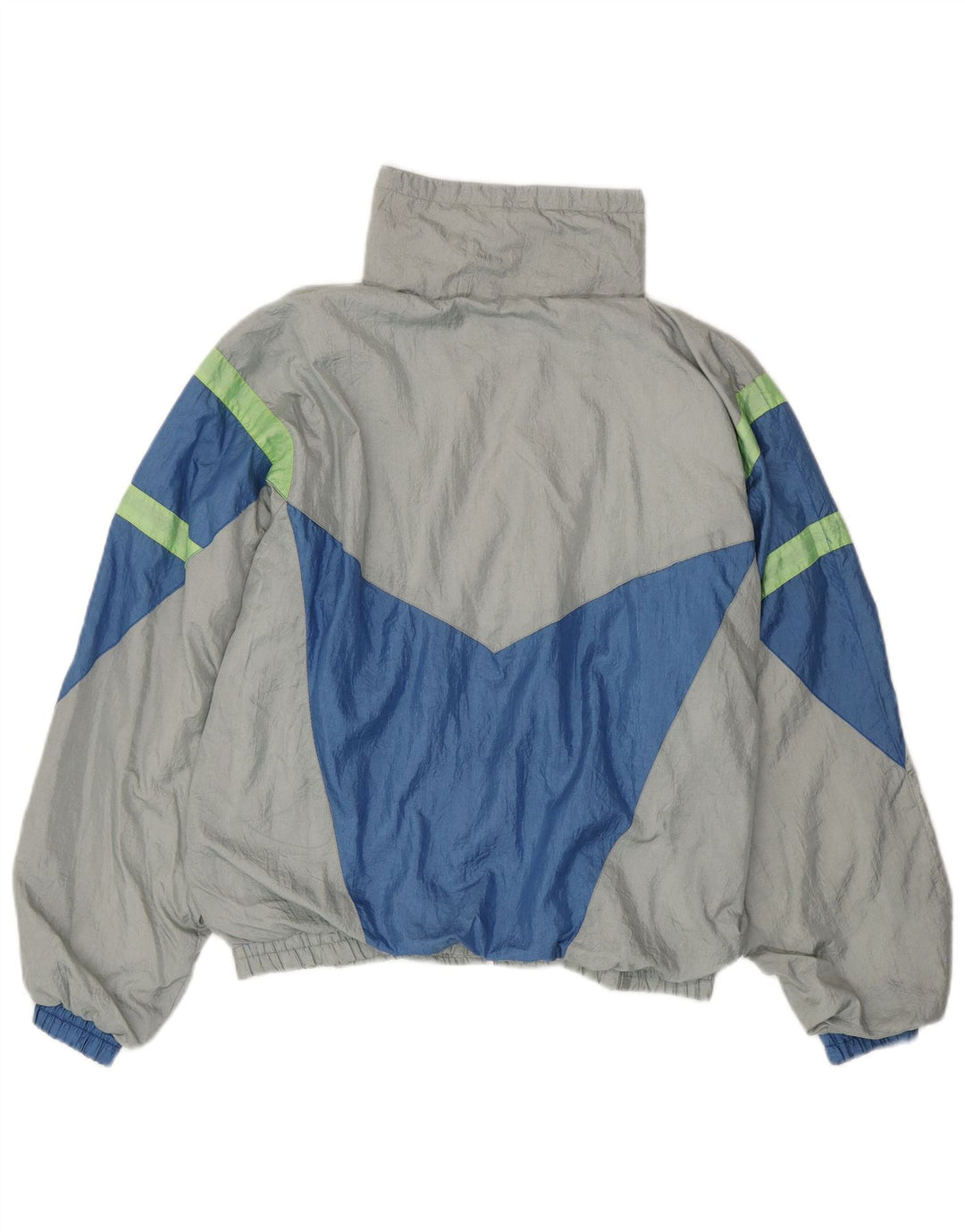 Vintage Herren-Trainingsanzug, groß, graues Colourblock-Nylon