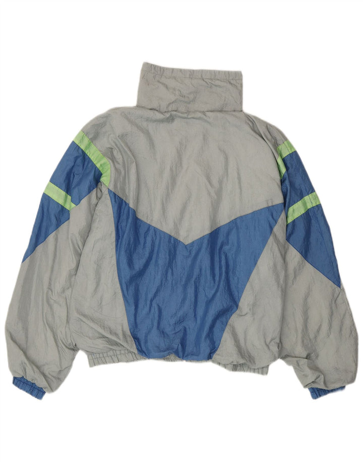 Vintage Herren-Trainingsanzug, groß, graues Colourblock-Nylon