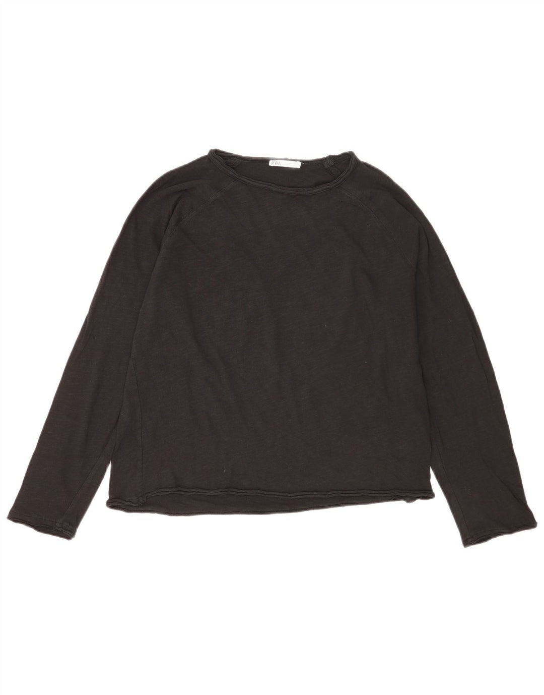 Zara Damen Übergroßes Top Langarm UK 14 Medium Schwarz Baumwolle