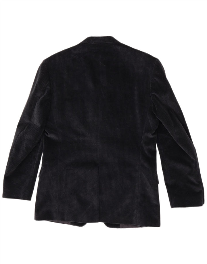 RETRO-Herren-Blazer mit 4 Knöpfen aus Samt, IT 48, mittelmarineblaue Baumwolle
