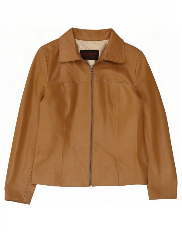 Vintage Damen Lederjacke UK 8 Small Beige